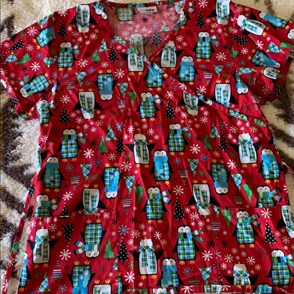 Winter/Christmas themed scrub top